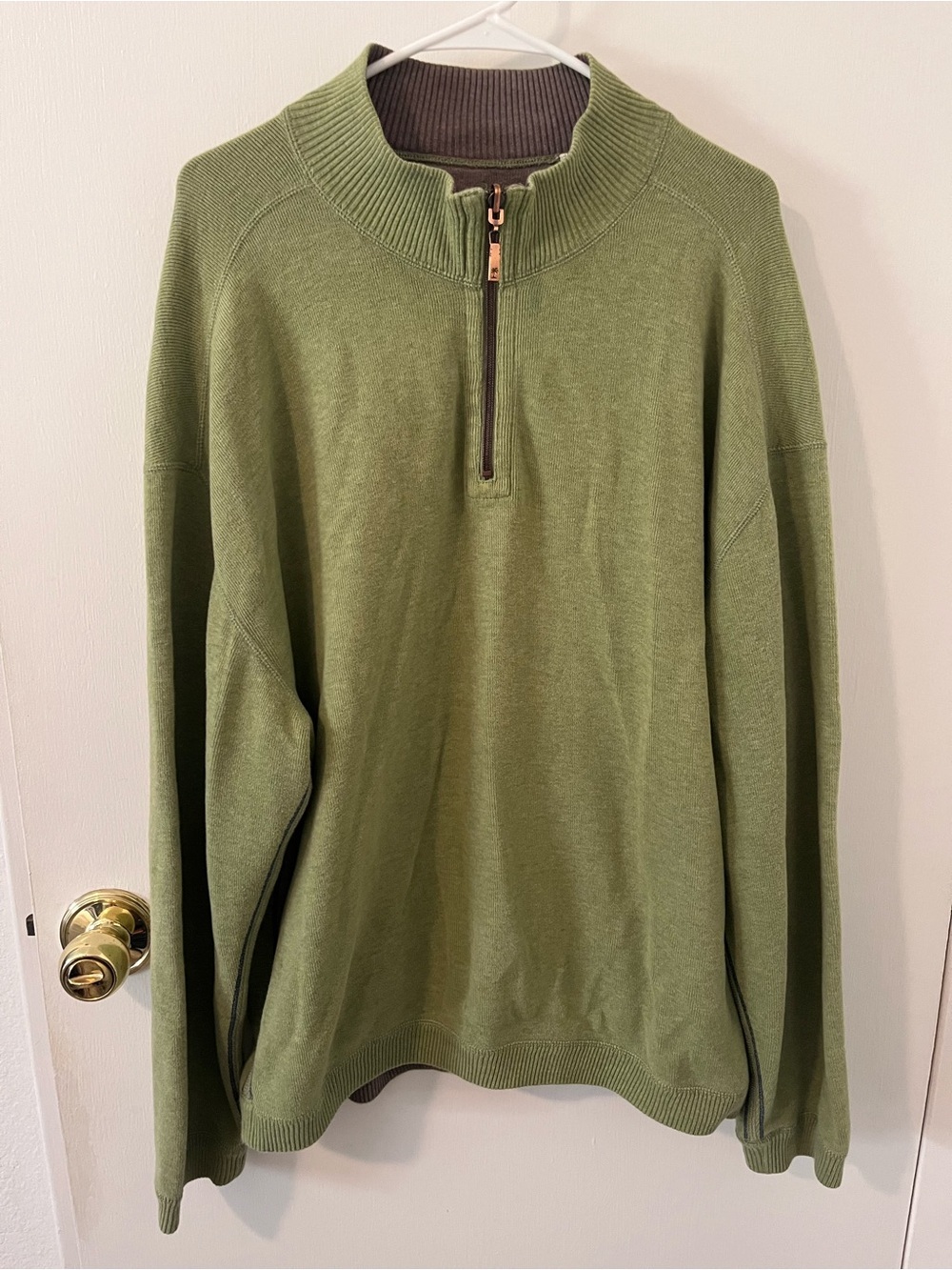 Tommy Bahama Quarter Zip Green Ribbed Sweater Size XL